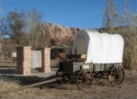 Bluff Fort -- Bluff Fort wagon adjacent to the monument. Lamont Crabtree Photo